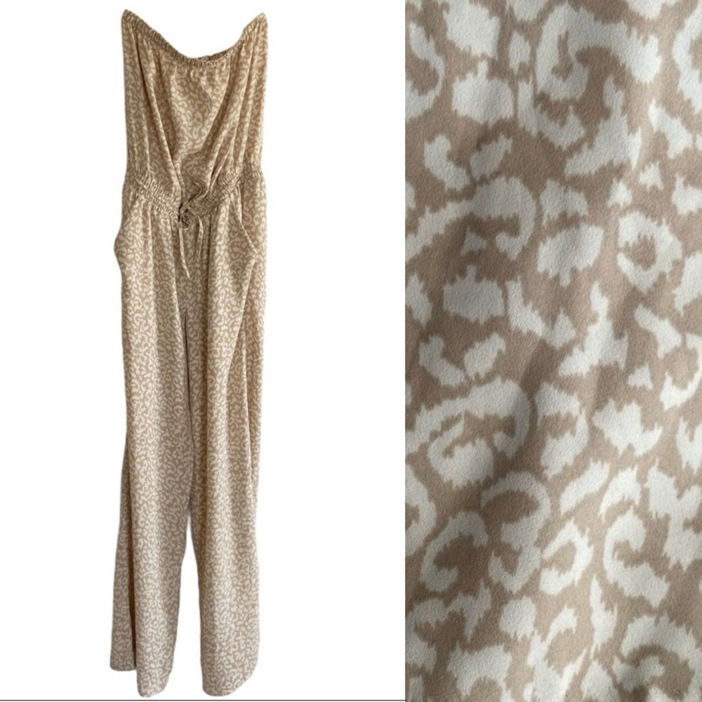 Loft Animal Print Strapless Jumpsuit